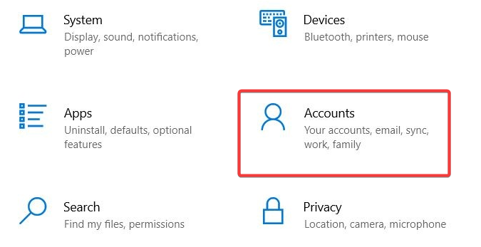 Настройки учётных записей