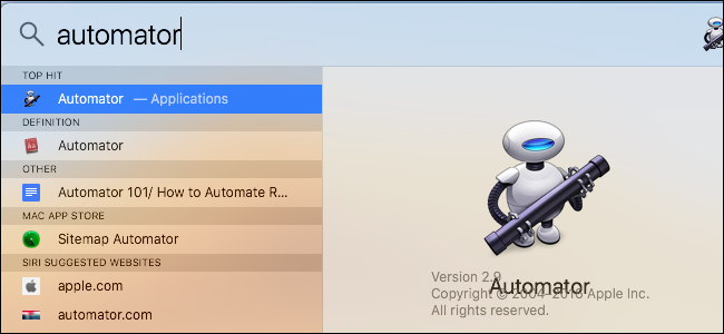 Кнопка «New Document» в Automator для создания нового документа