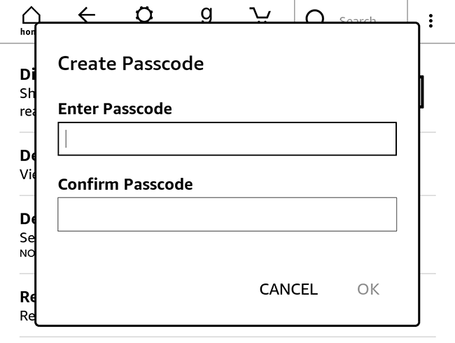 setting a kindle passcode