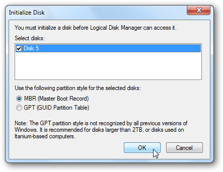 Запуск мастера создания простого тома