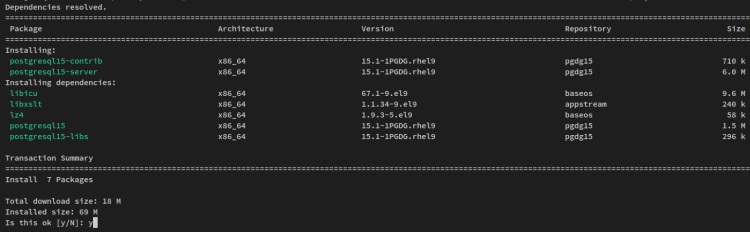 установка PostgreSQL 15