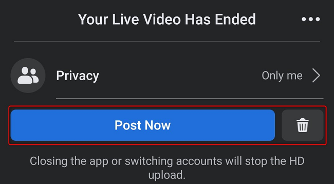 Опубликуйте запись или удалите видео после эфира.