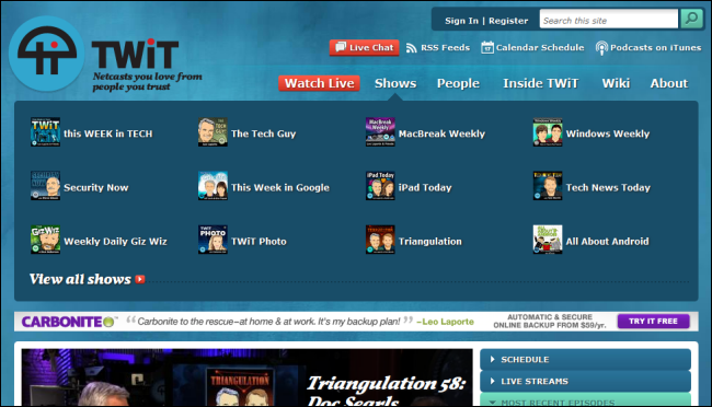 Обложка сети TWiT и пример эпизода Security Now