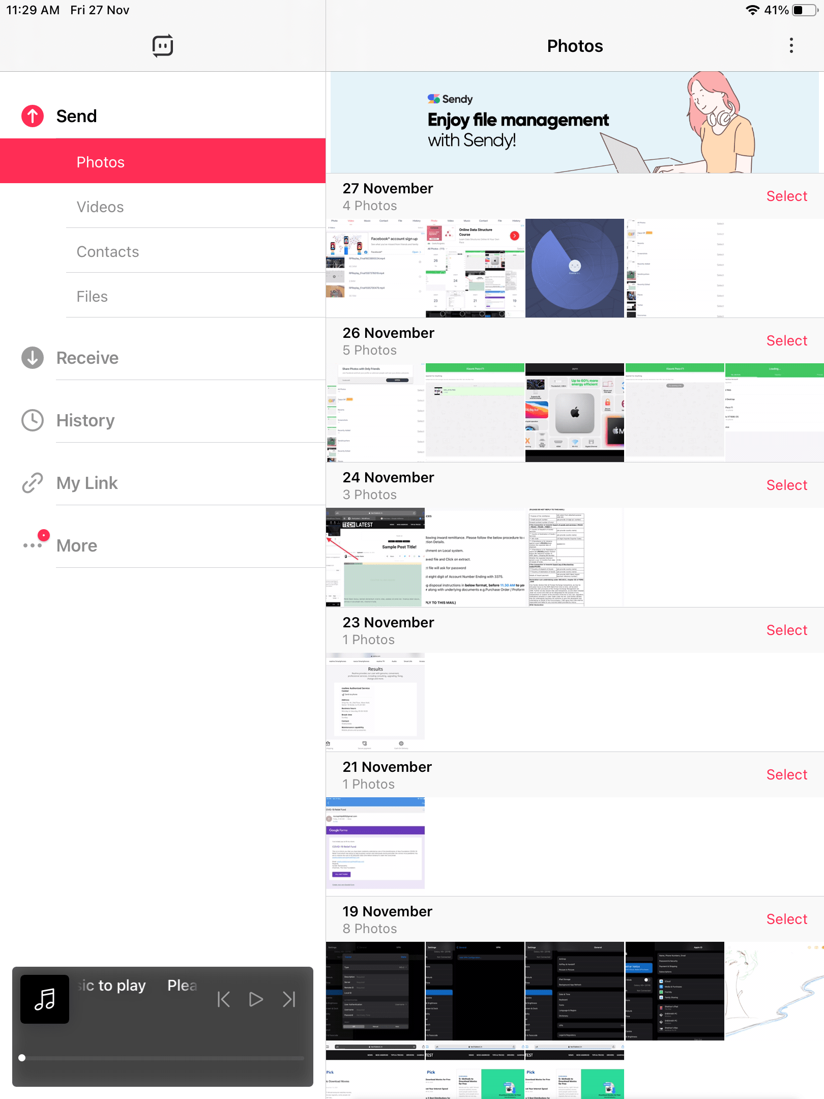 Dateien aus dem Dateimanager in SendAnywhere auswählen