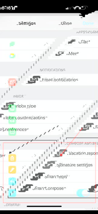 Gmail Mobile App Settings