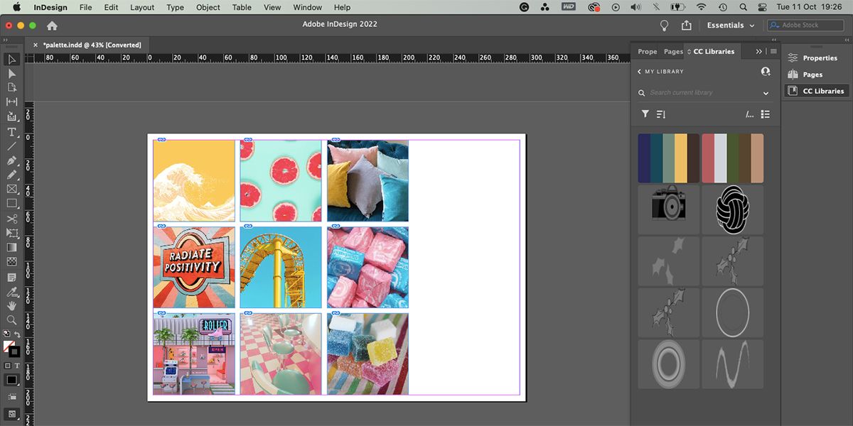 Палитра цветов, сохранённая в CC Libraries InDesign.
