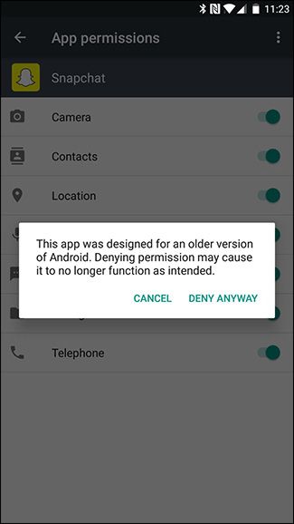 Сообщение об устаревшей версии приложения Android при изменении разрешений