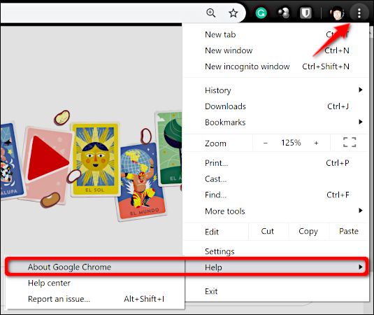Окно обновления Google Chrome