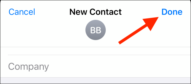 Tap on Done to save the contact