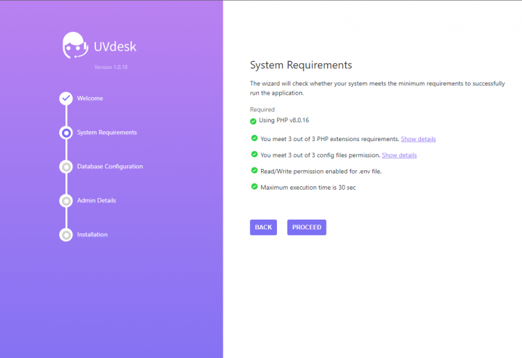 Проверка системных требований установщика UVdesk