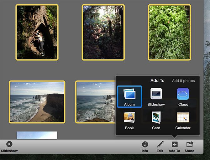 Добавление альбома в iPhoto на Mac