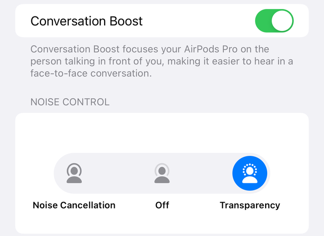 Conversation Boost включён в настройках iOS
