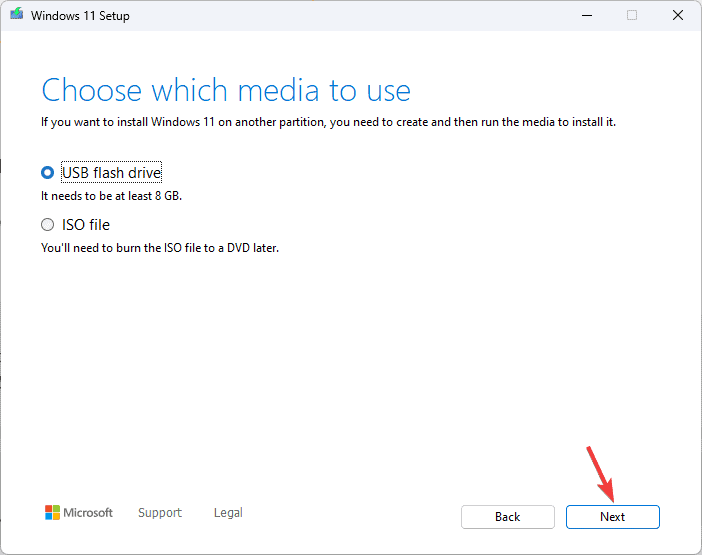 Выбор USB накопителя