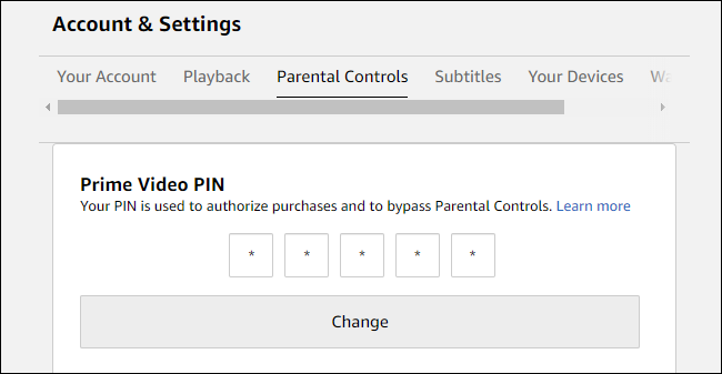 Скриншот блока настройки Prime Video PIN с подсказкой о пятизначном коде