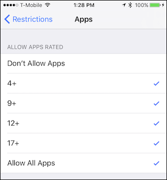Ограничение доступа к приложениям по возрасту