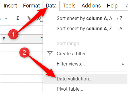 Меню «Данные» с пунктом проверки данных