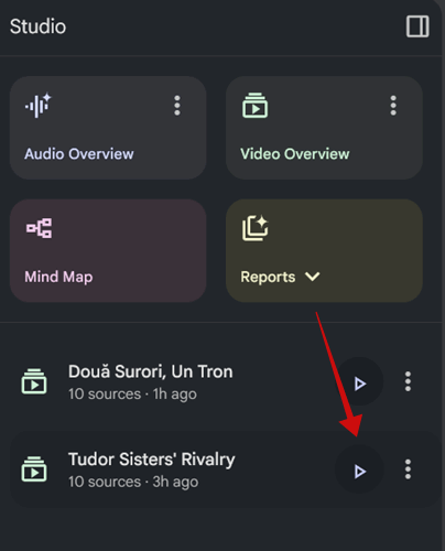 Play‑Button für Video‑Übersicht in NotebookLM