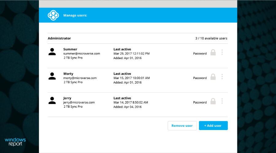 Панель администратора Sync с настройками учётных записей и биллингом