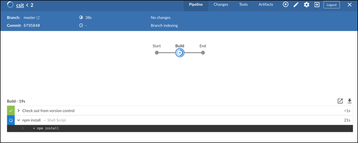 Экран сборки Jenkins — прогресс и результаты