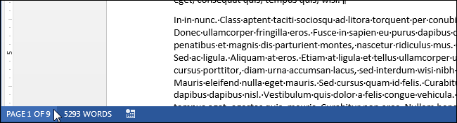 Строка состояния с показом страниц и слов