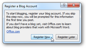 Выбор регистрации аккаунта блога