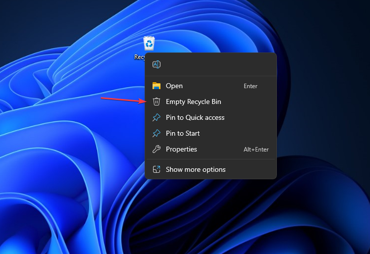 Очистка корзины на рабочем столе