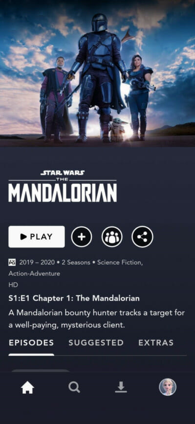 Загрузка фильма в приложении Disney Plus