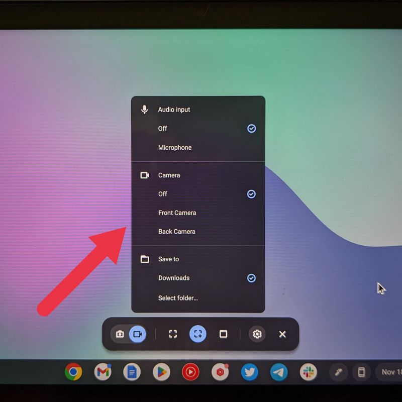 настройки записи экрана ChromeOS