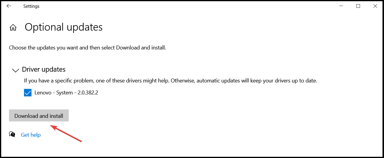 Кнопка загрузки и установки драйверов