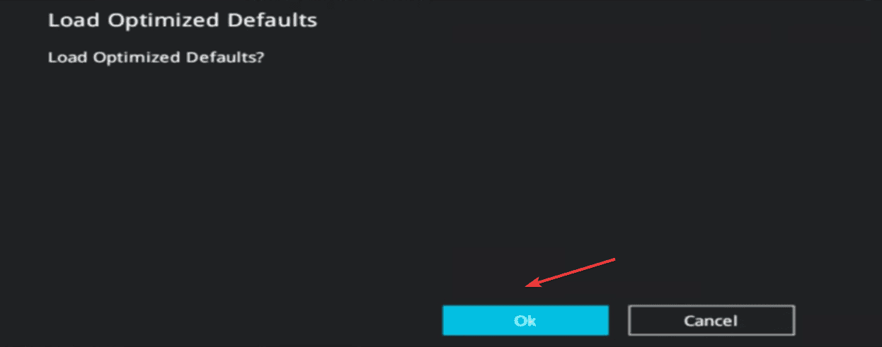 Подтверждение сброса настроек BIOS