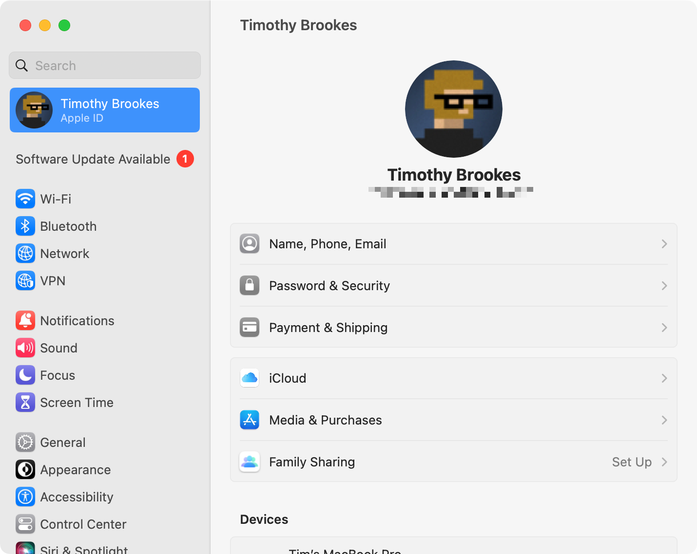 Check your Apple ID under System Settings on a Mac