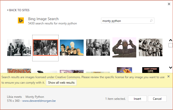 Поиск и вставка изображений из интернета в PowerPoint через панель