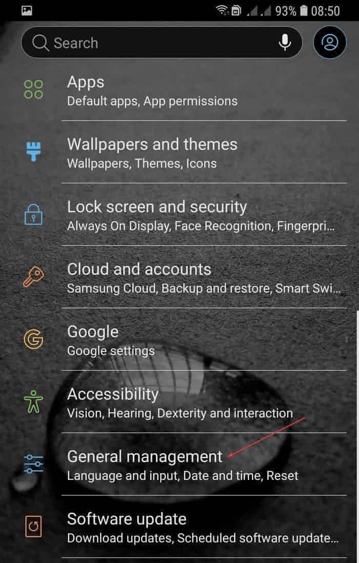 Раздел Общие настройки или Система в Android