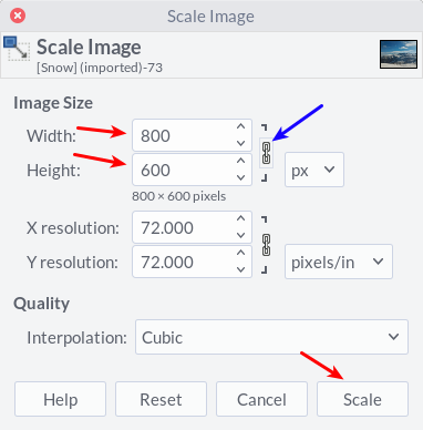 Диалог с новыми значениями 800×600 пикселей