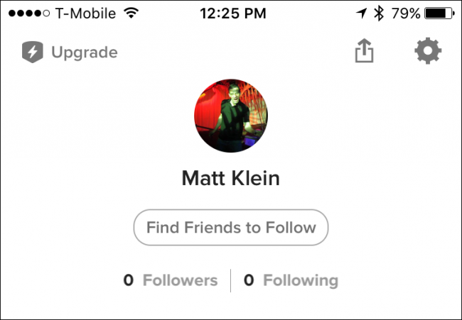 Профиль пользователя в iOS и кнопка настроек (шестеренка)