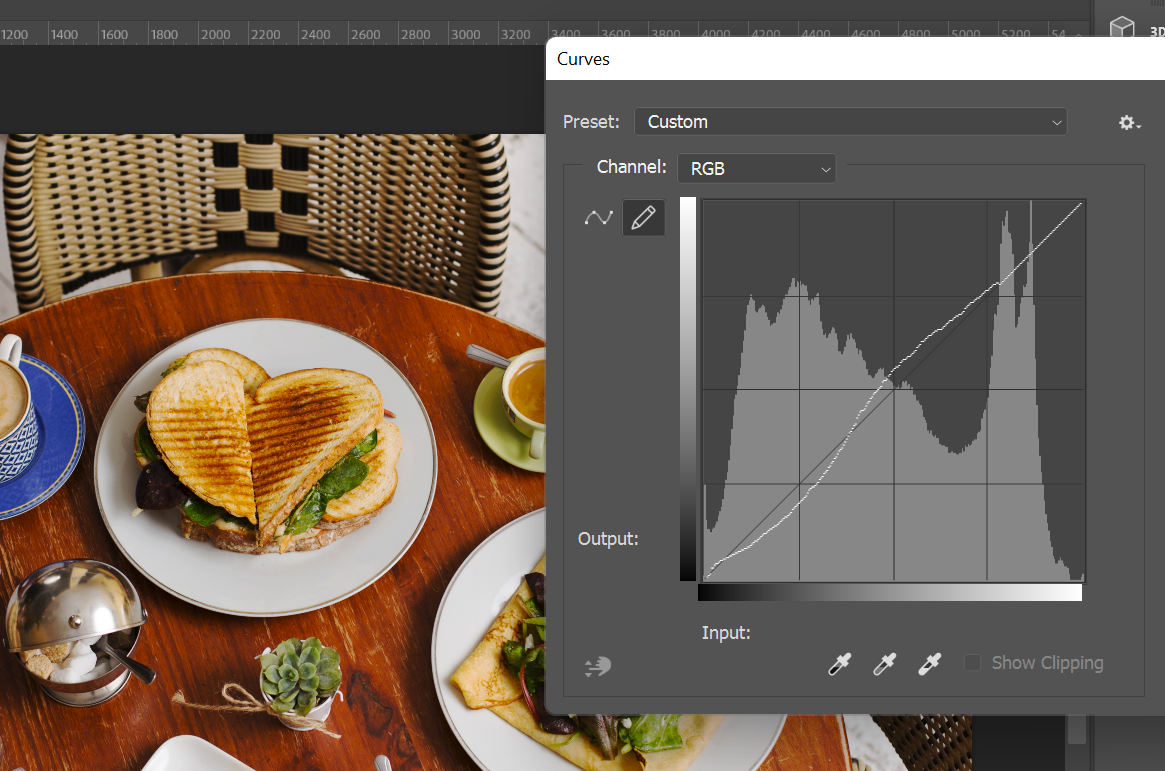 Рисование пользовательской кривой в Photoshop.
