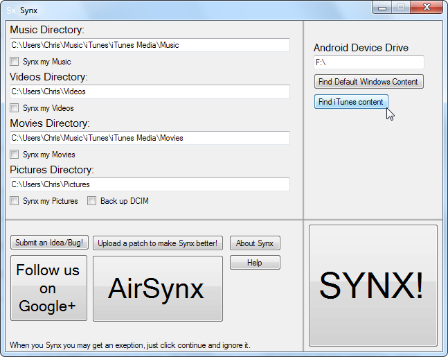 Скриншот: опции синхронизации и обнаружения iTunes