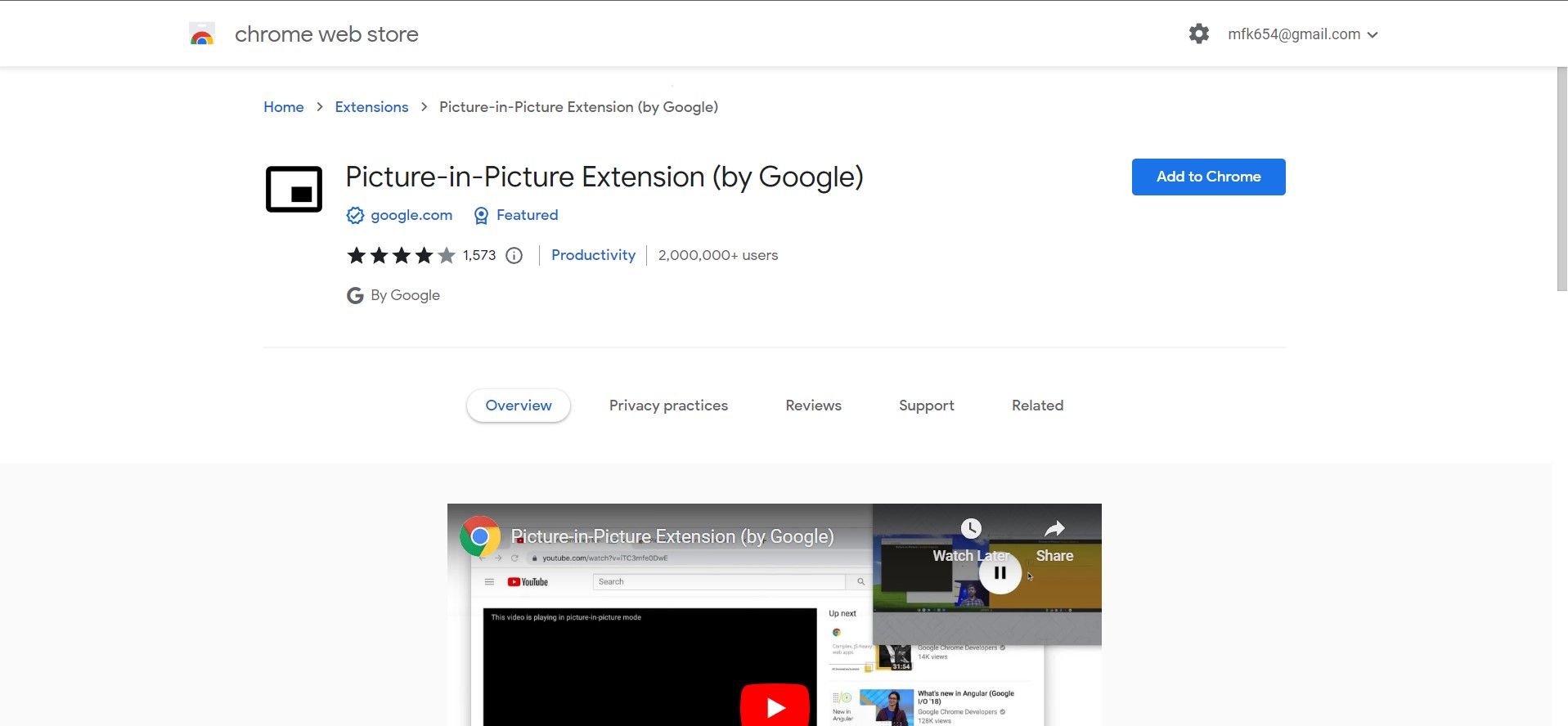 иконка расширения Picture in Picture