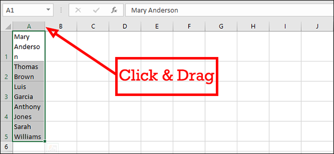 Увеличение ширины столбца перетаскиванием границы