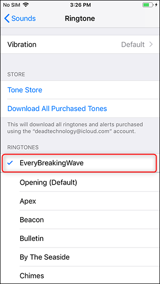 Select your new ringtone.