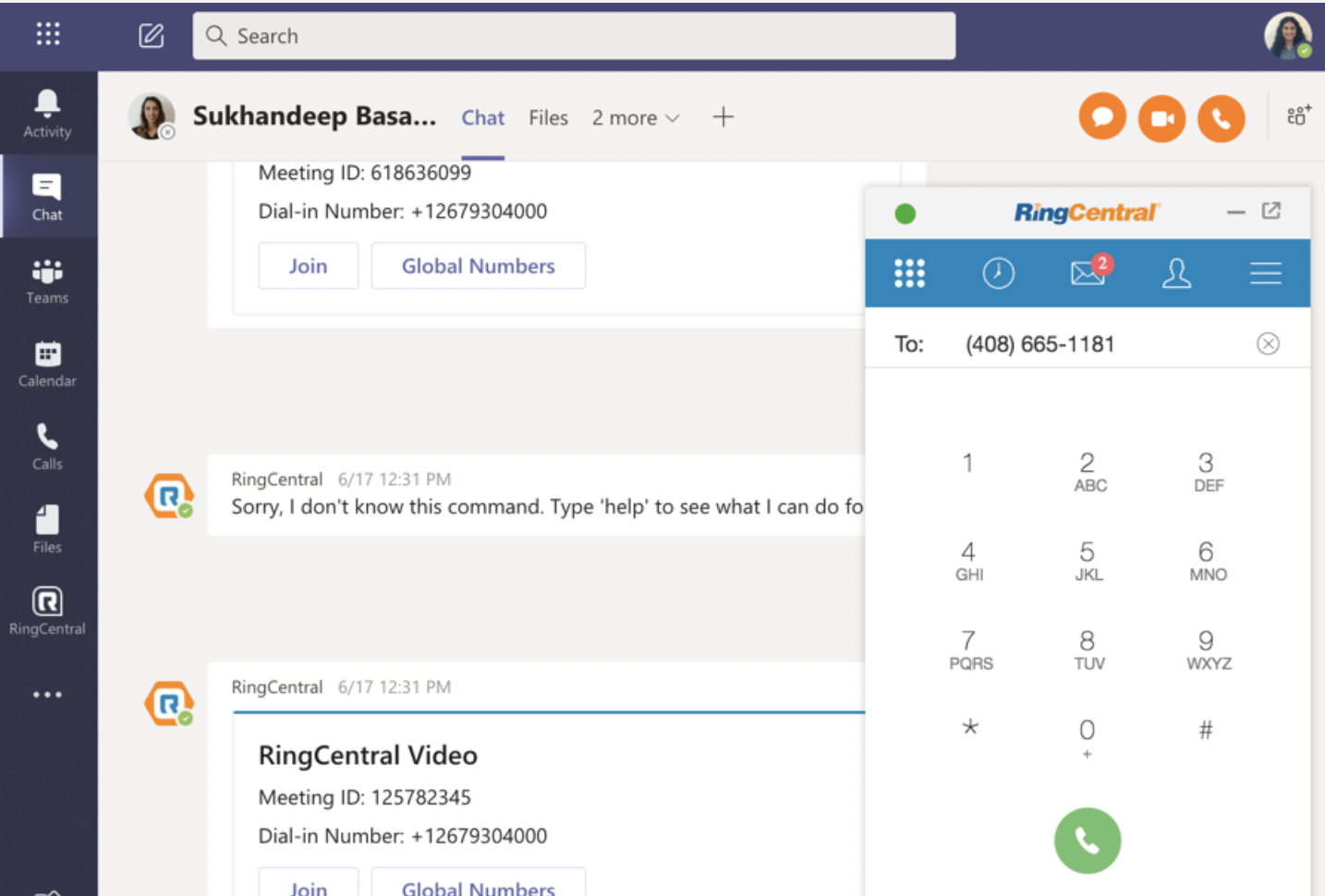 Скриншот расширения RingCentral в Chrome