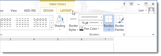 Вкладка Макет для работы с таблицами