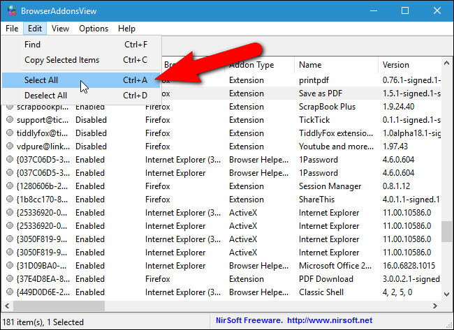 Выделение всех элементов списка