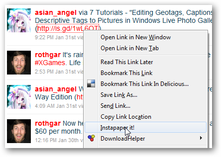 Salvar links do Twitter para leitura posterior