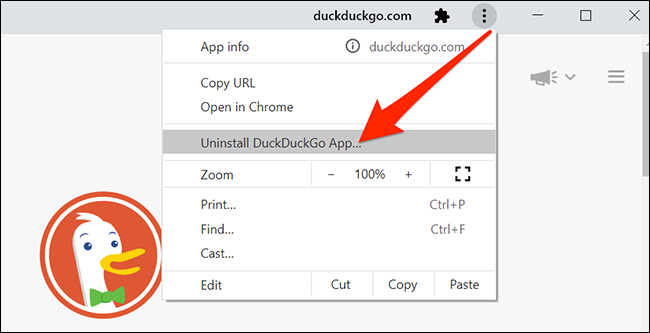Uninstall a website app