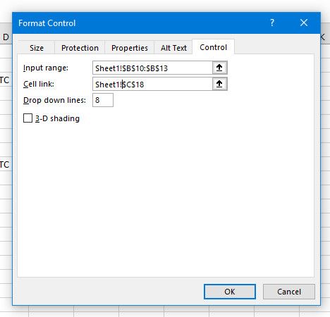 Оформление контролов для ссылки на другой лист