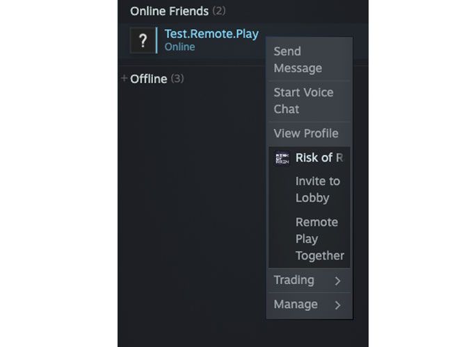 Пример приглашения друга через Remote Play