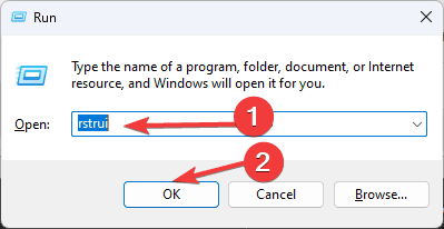 Esegui rstrui per aprire Ripristino configurazione di sistema