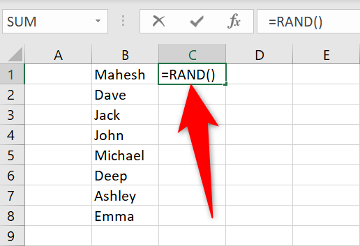 Ввод функции RAND()