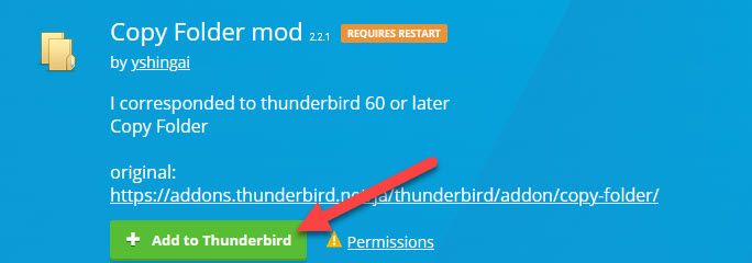 Добавьте дополнение Copy Folder в Thunderbird